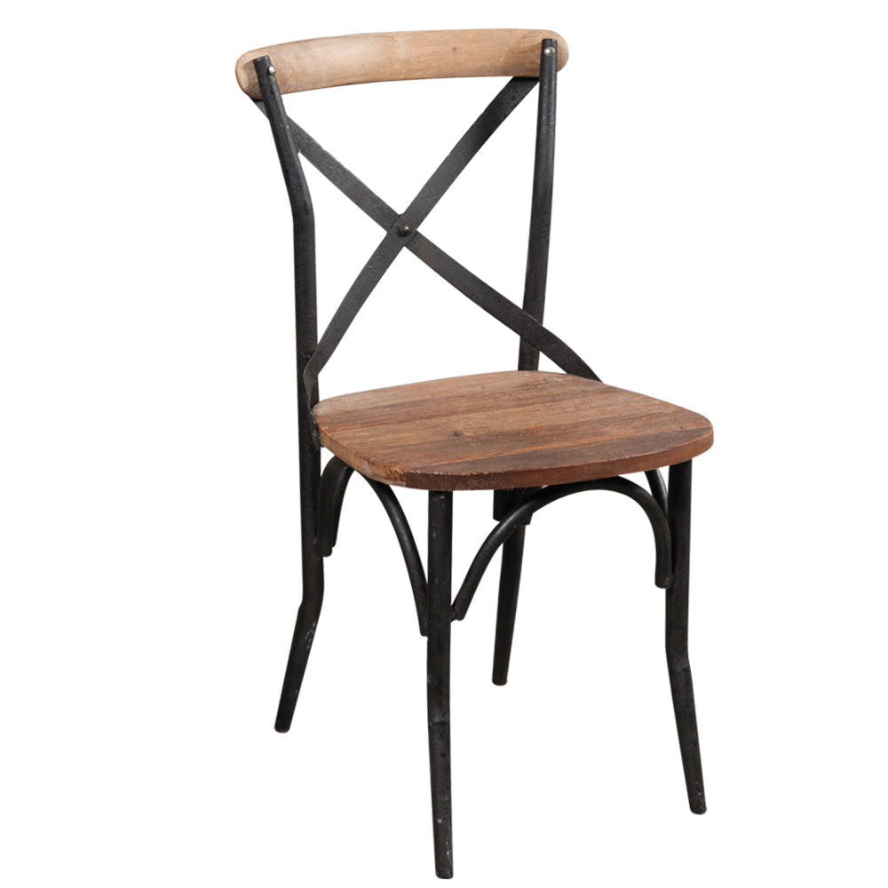 Sedia cross legno e ferro