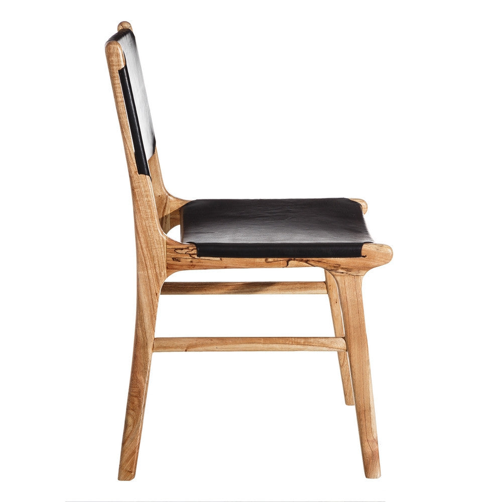 Sedia etnica in pelle nera