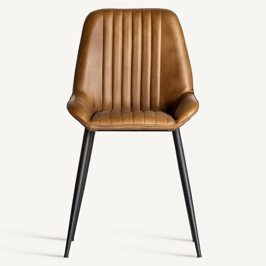 Sedia vintage pelle color cammello