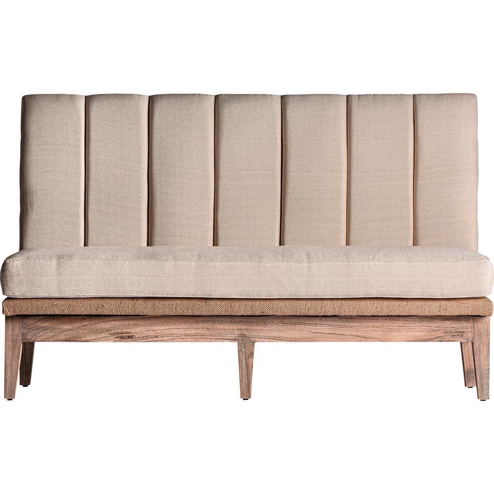 Divano sofa bar provenzale chic in teak e lino color crema