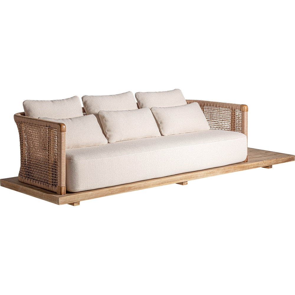 Divano outdoor di lusso in teak riciclato e corda Riva