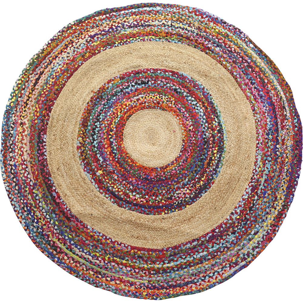 Tappeto etnico chic in cotone e juta intrecciata design di lusso