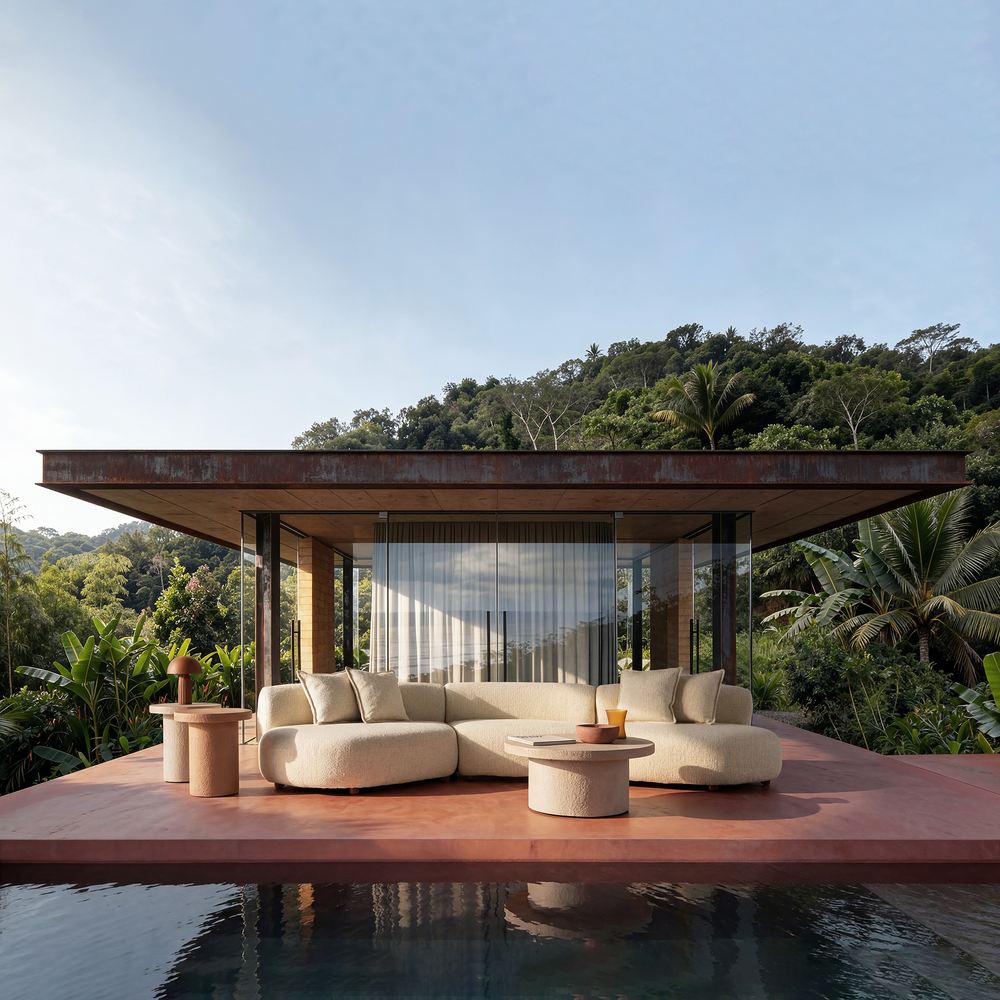 Tavolino cemento bianco outdoor lusso design Wenden