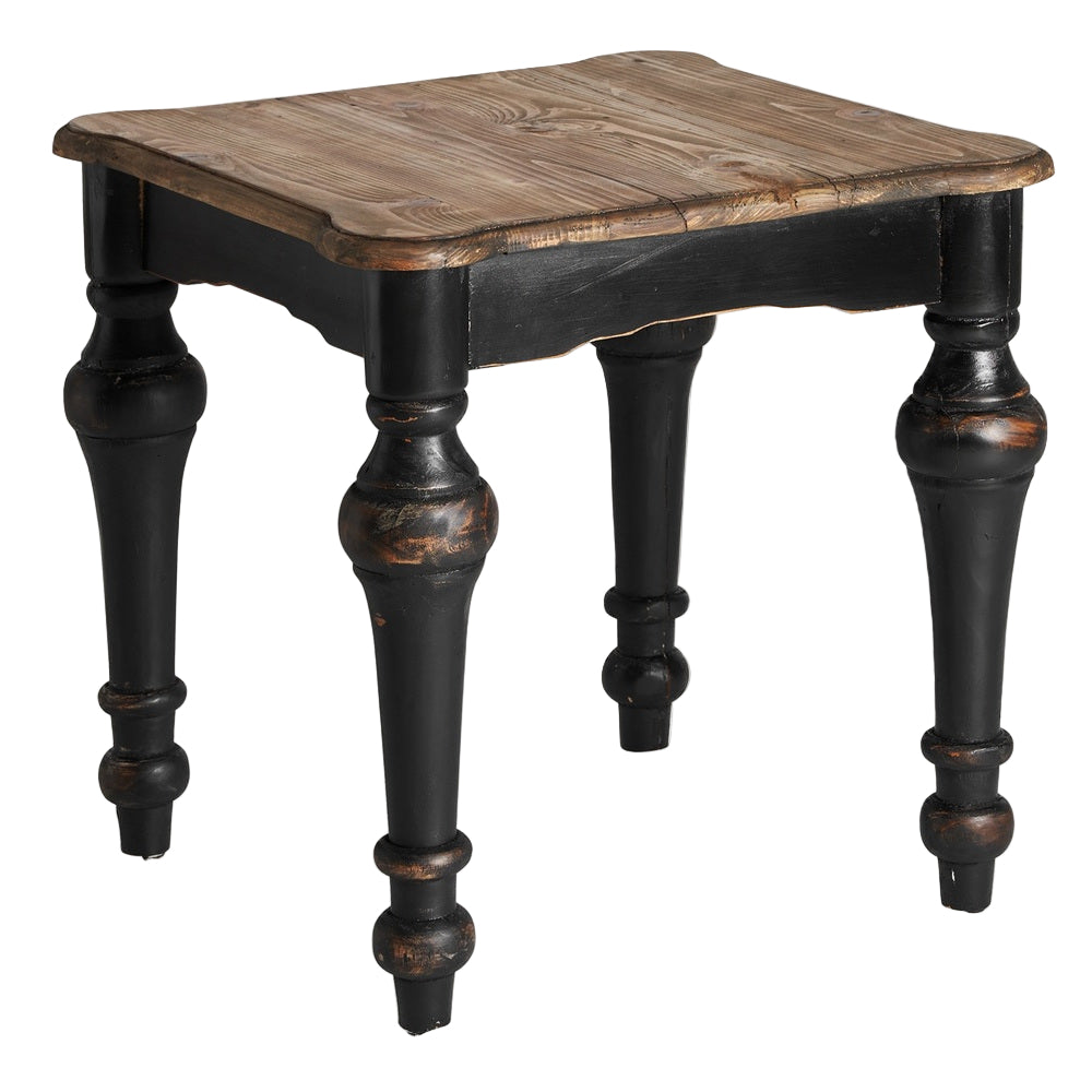 Tavolino artigianale in legno di olmo nero