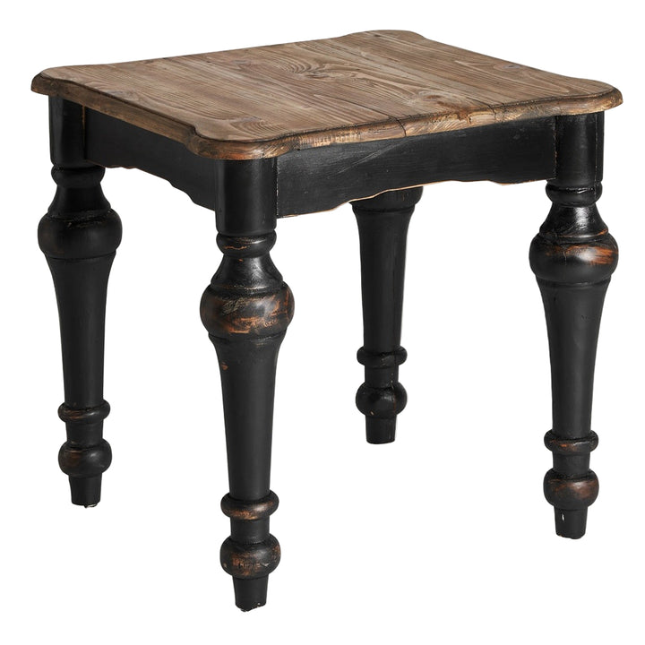 Tavolino artigianale in legno di olmo nero