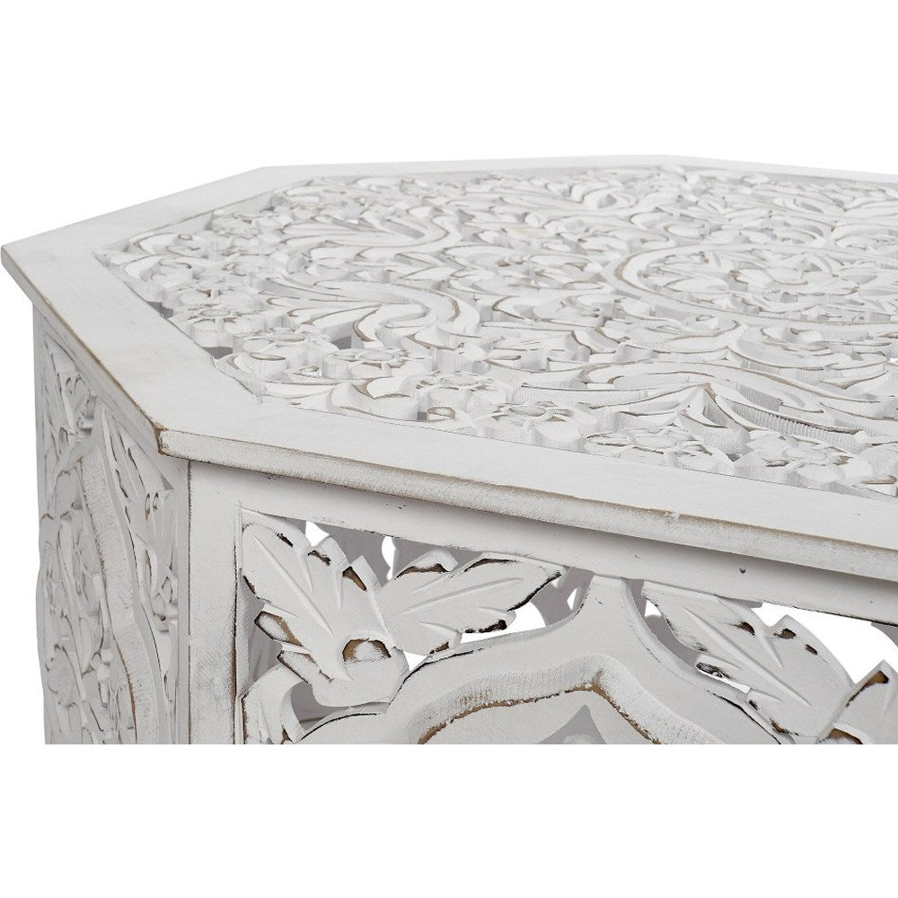 Tavolino indiano bianco shabby