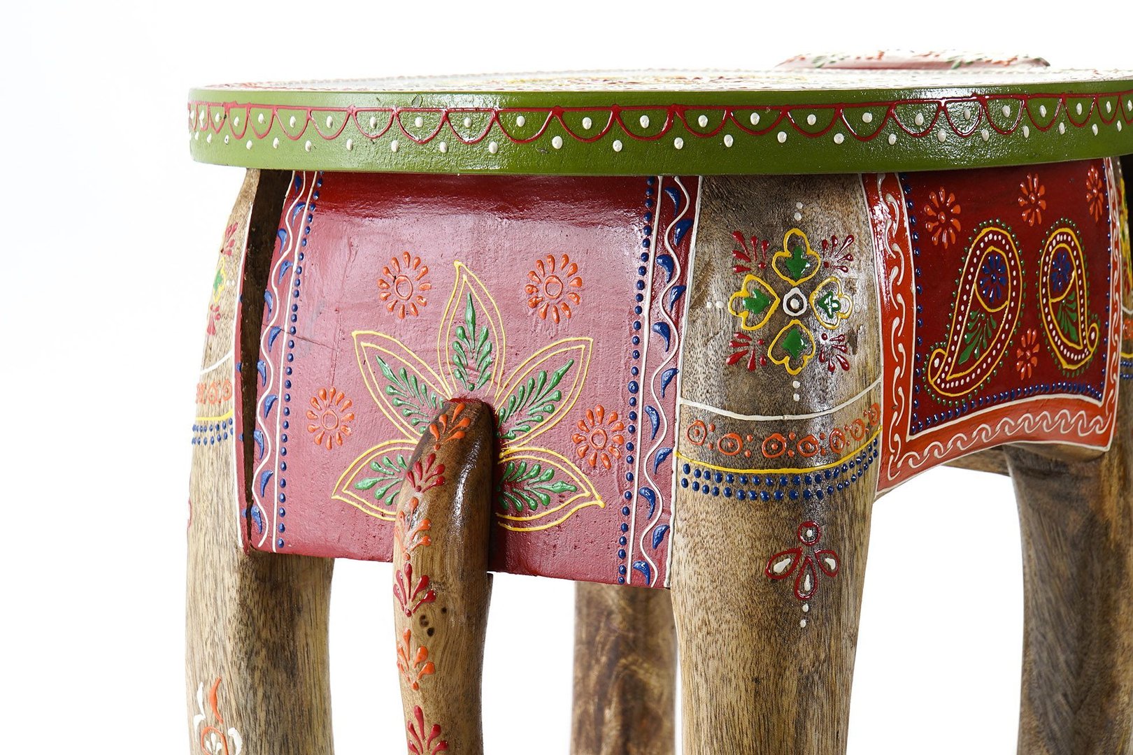 Tavolino elefante indiano dipinto