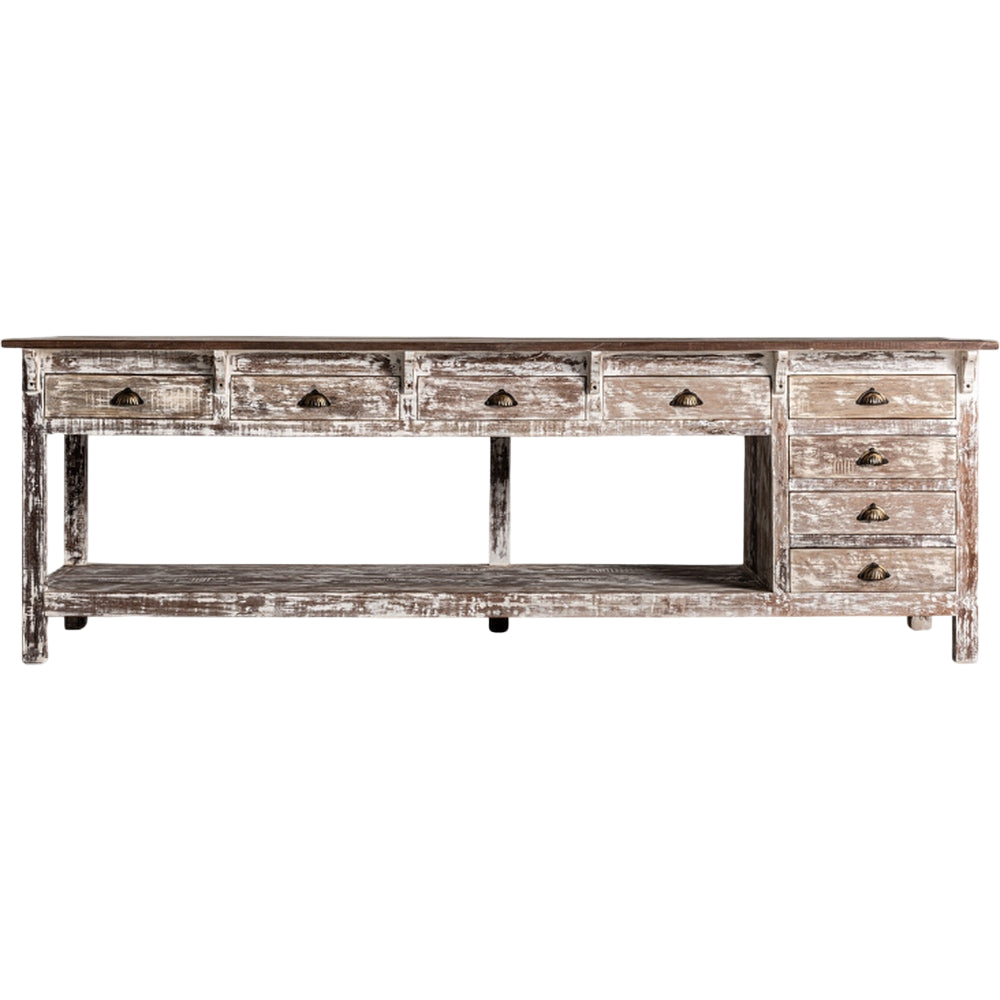 Bancone lavoro rustico country massello tropicale