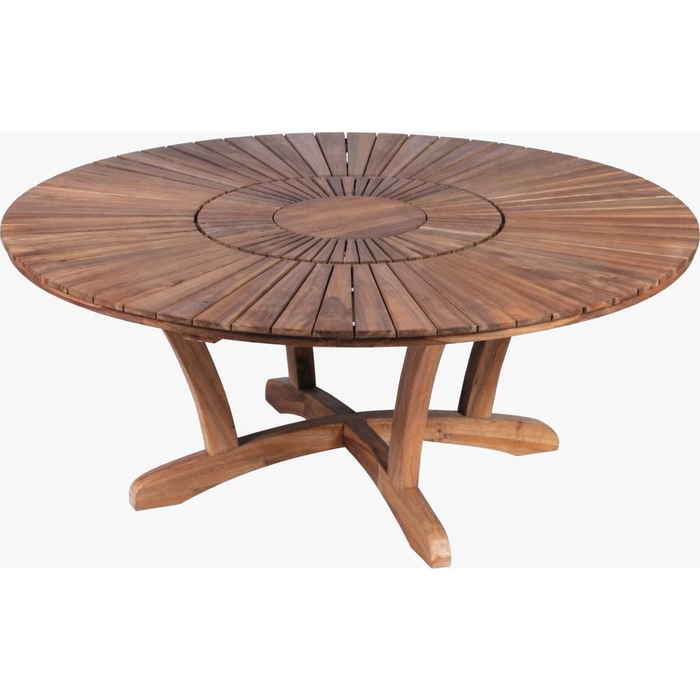 Tavolo Servant Rotondo in Teak Massello con Lazy Susan