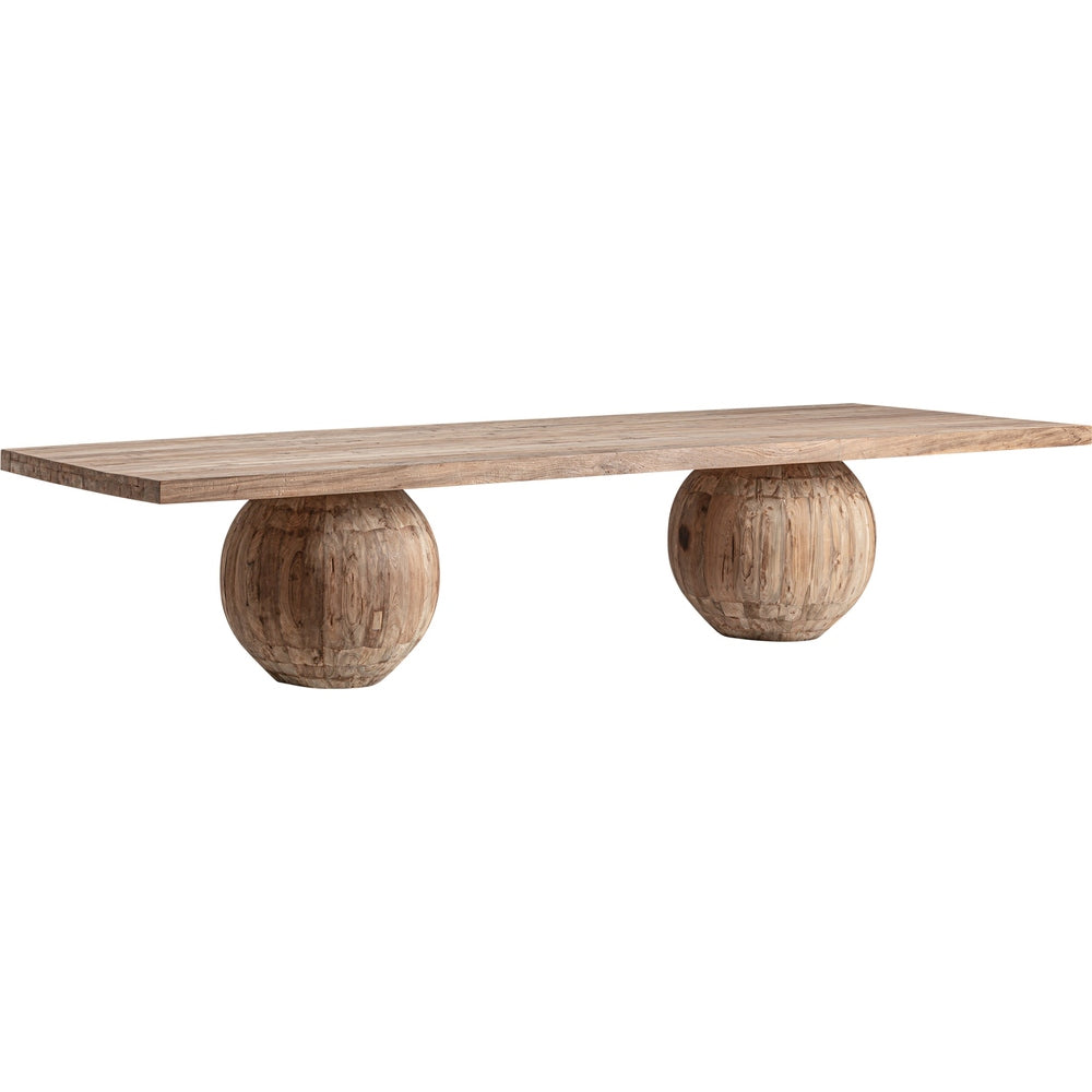 Tavolo da pranzo Mediterranean Luxury in teak riciclato con basi scultoree.
