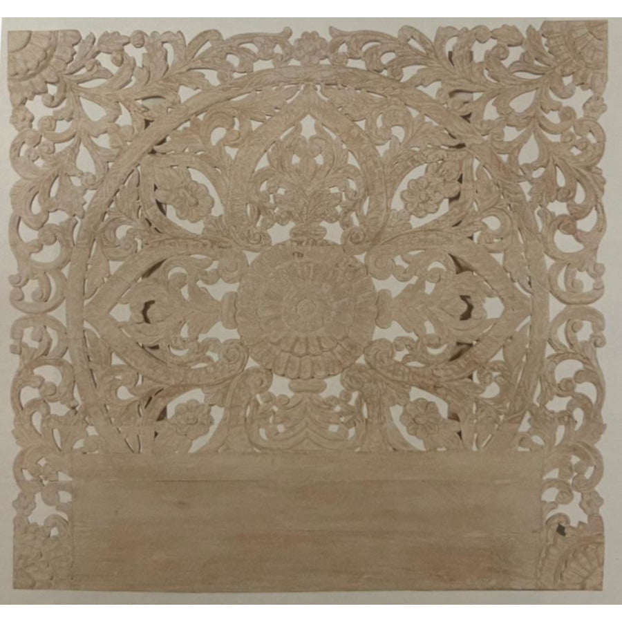 Testata letto murale orientale in legno intagliato