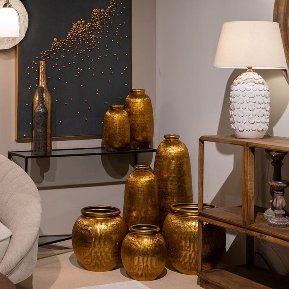 Vaso orientale ceramica dorato H30