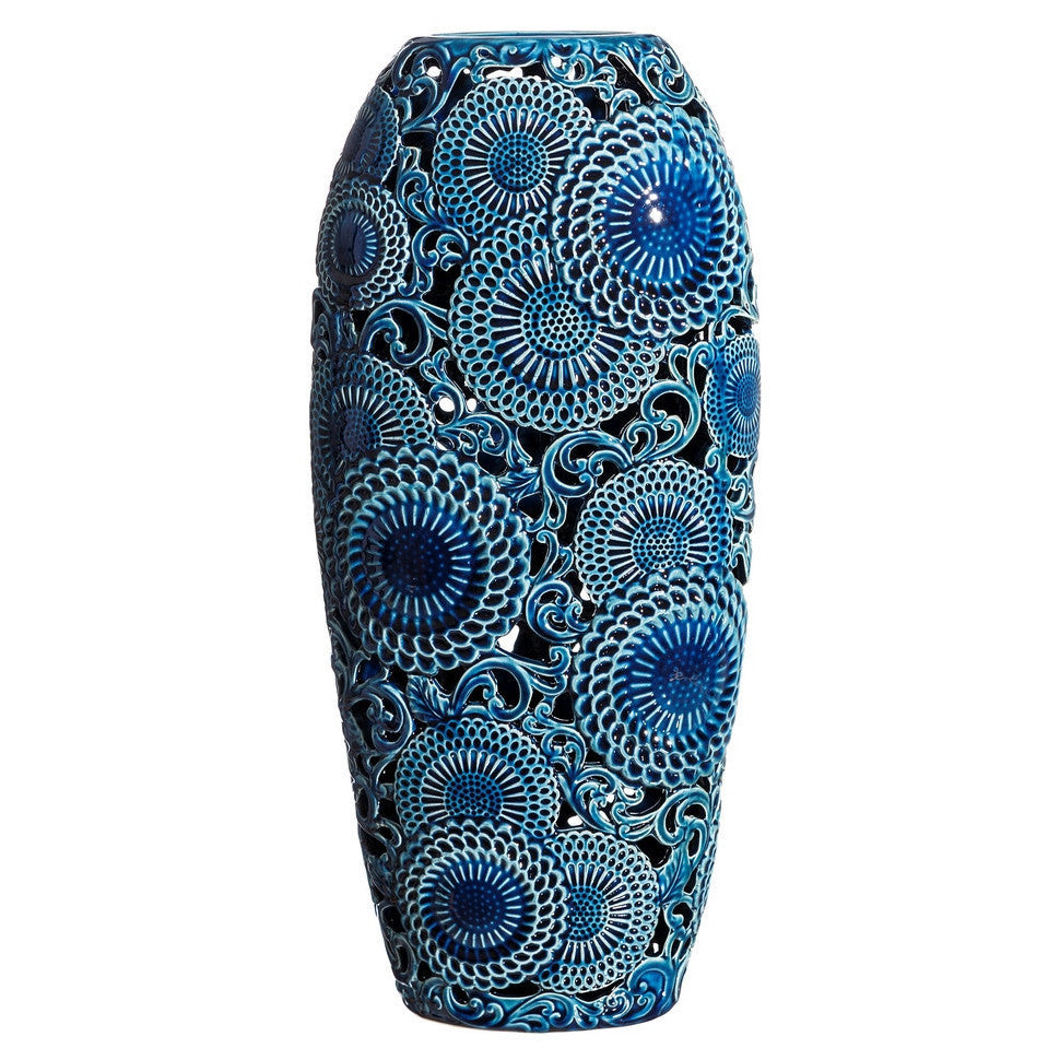 Vaso alto orientale blu