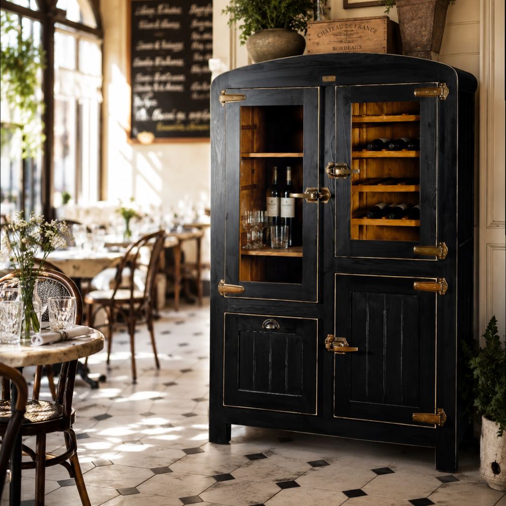 Cantinetta bistrò rustica con cassetto e ripiani interni