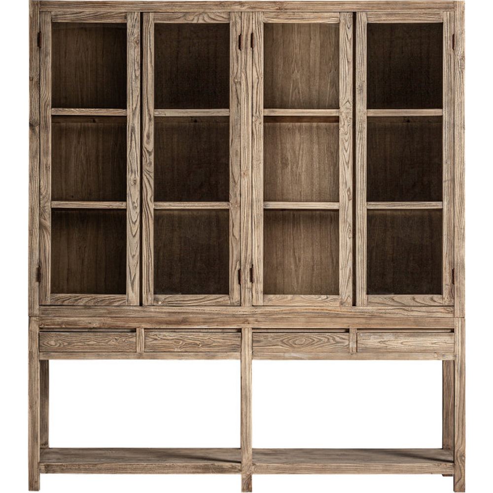 Vetrina country chic 4 ante in olmo massello